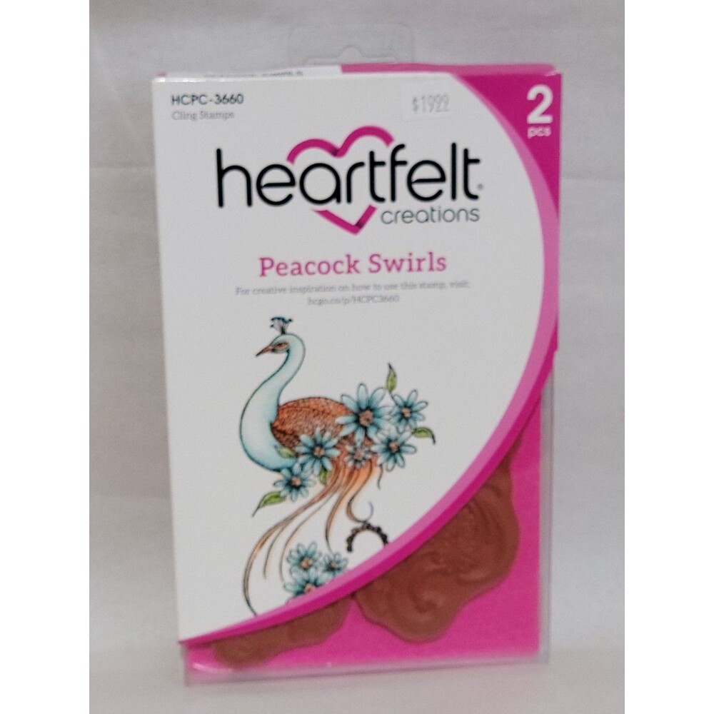 Heartfelt Creations PEACOCK SWIRLS Cling Stamps HCPC-3660